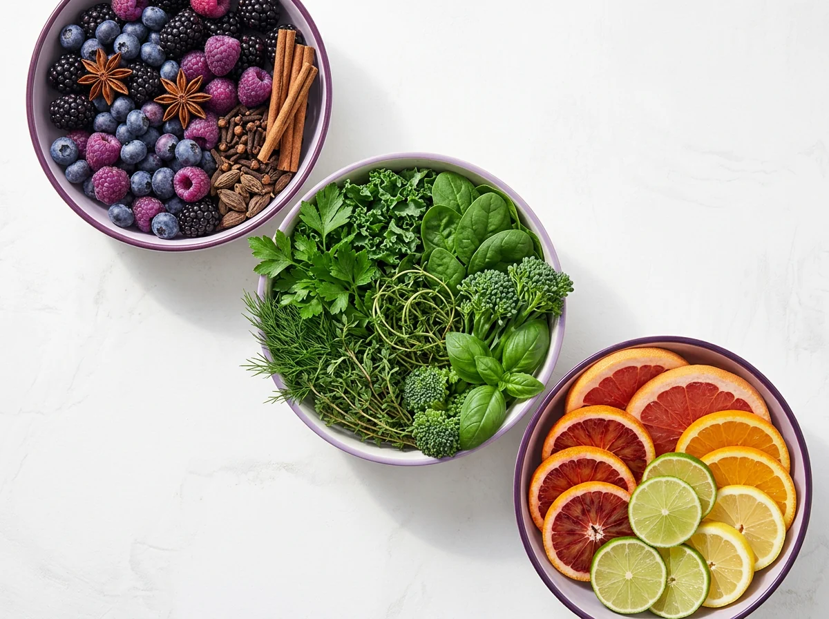 Supplement met guarana en groene thee - botanische ingrediënten flat lay